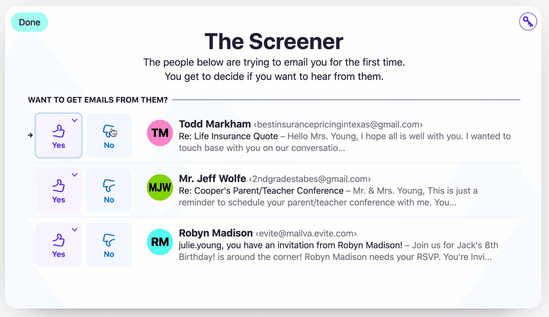 The Screener of HEY Email